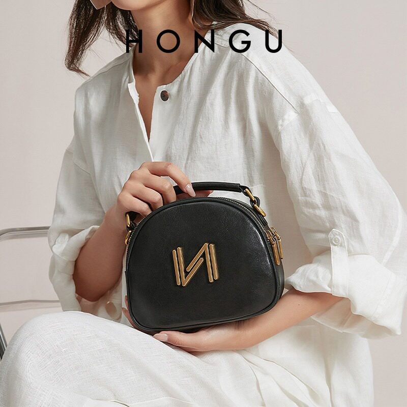 HONGU/红谷女包2026年新款牛皮贝壳包时尚单肩斜挎包气质手提包包