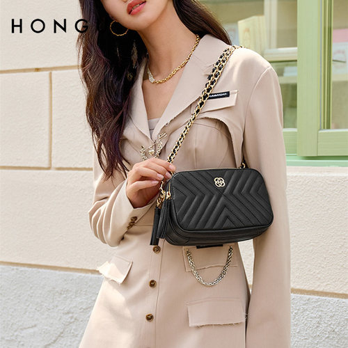 HONGU/红谷小香风菱格链条女包