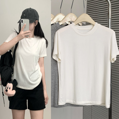 夏季薄款桑蚕丝羊毛冰感T恤女
