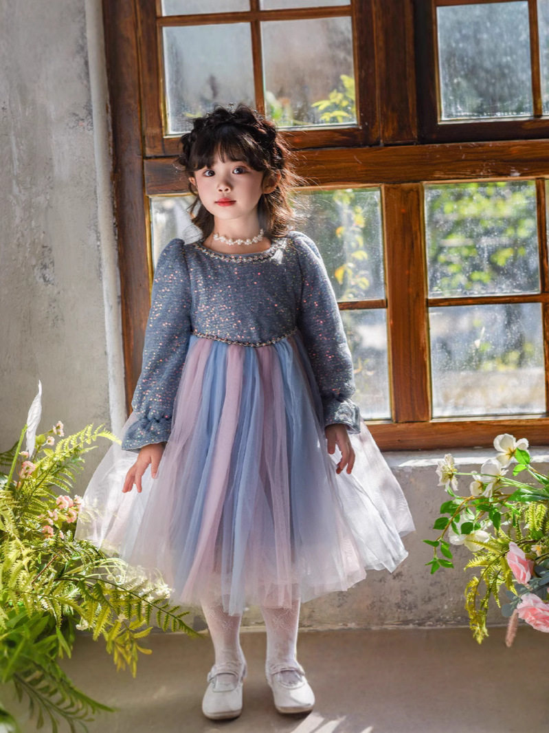 2025秋冬在逃公主女童海洋之星生日宴会加绒加厚连衣裙礼服公主裙