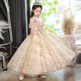 大码重工晚礼服胖mm公主裙女大童走秀花童蓬蓬纱主持人钢琴演出服