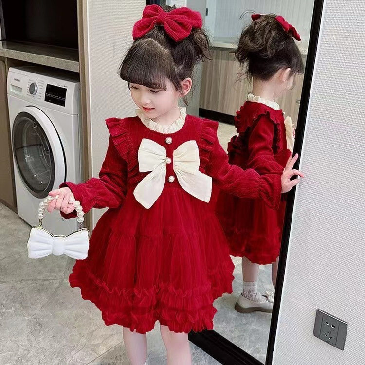 女童公主裙秋冬2026新款小女孩洋气宝宝蓬蓬裙子秋冬季儿童连衣裙