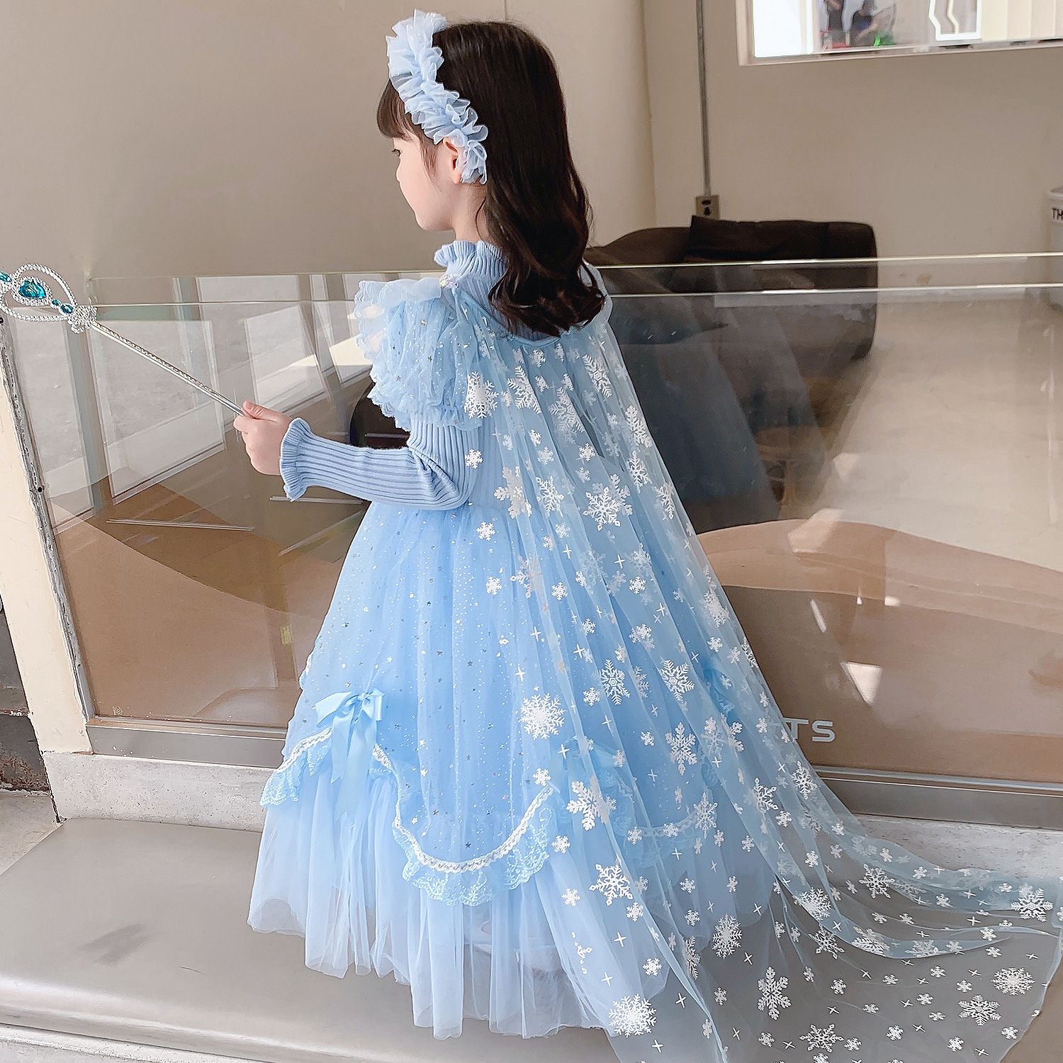 冰雪奇缘秋冬新款艾莎公主裙安娜毛衣连衣裙子生日爱莎毛衣蓬蓬裙