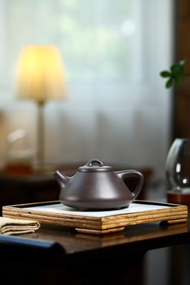 宜兴紫砂纯全手工茶壶王静制子冶石瓢壶280CC黄龙山大水潭天青泥