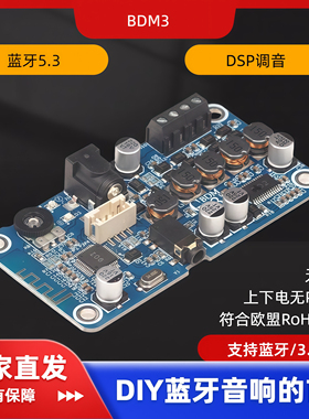 BDM3替代TPA3118蓝牙5.3功放板立体声DSP调音2X25W 便携音箱DIY