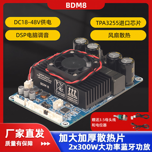 BDM8 2x300W蓝牙功放板BT5.3立体声大功率电脑DSP调音 TPA3255