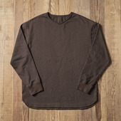 打底T恤卷边宽松复古新中式 重磅长袖 V领300g棉薄卫衣 Seam Double