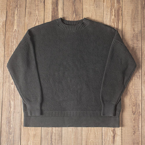 double seam 根西岛复古宽松毛衣 圆领落肩纯棉厚针织 秋冬季