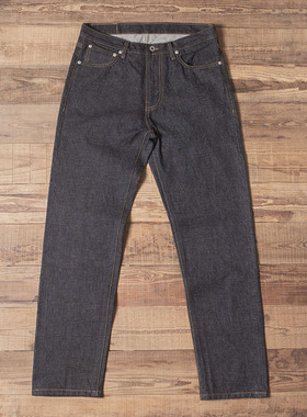 Double Seam 养牛仔裤重磅14.5oz 机车原牛仔直筒中腰深蓝色春季
