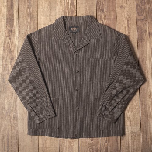Double Seam 古巴领条纹复古衬衣夹克 休闲纯棉衬衫外套春秋