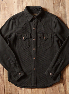 重磅美式复古衬衫修身长袖口袋纯棉刺子剑道阿美咔叽工装衬衣外套