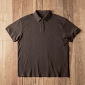 Seam 纯色翻领T恤 华夫格polo衫 短袖 Double 复古 男 宽松美式 咔叽