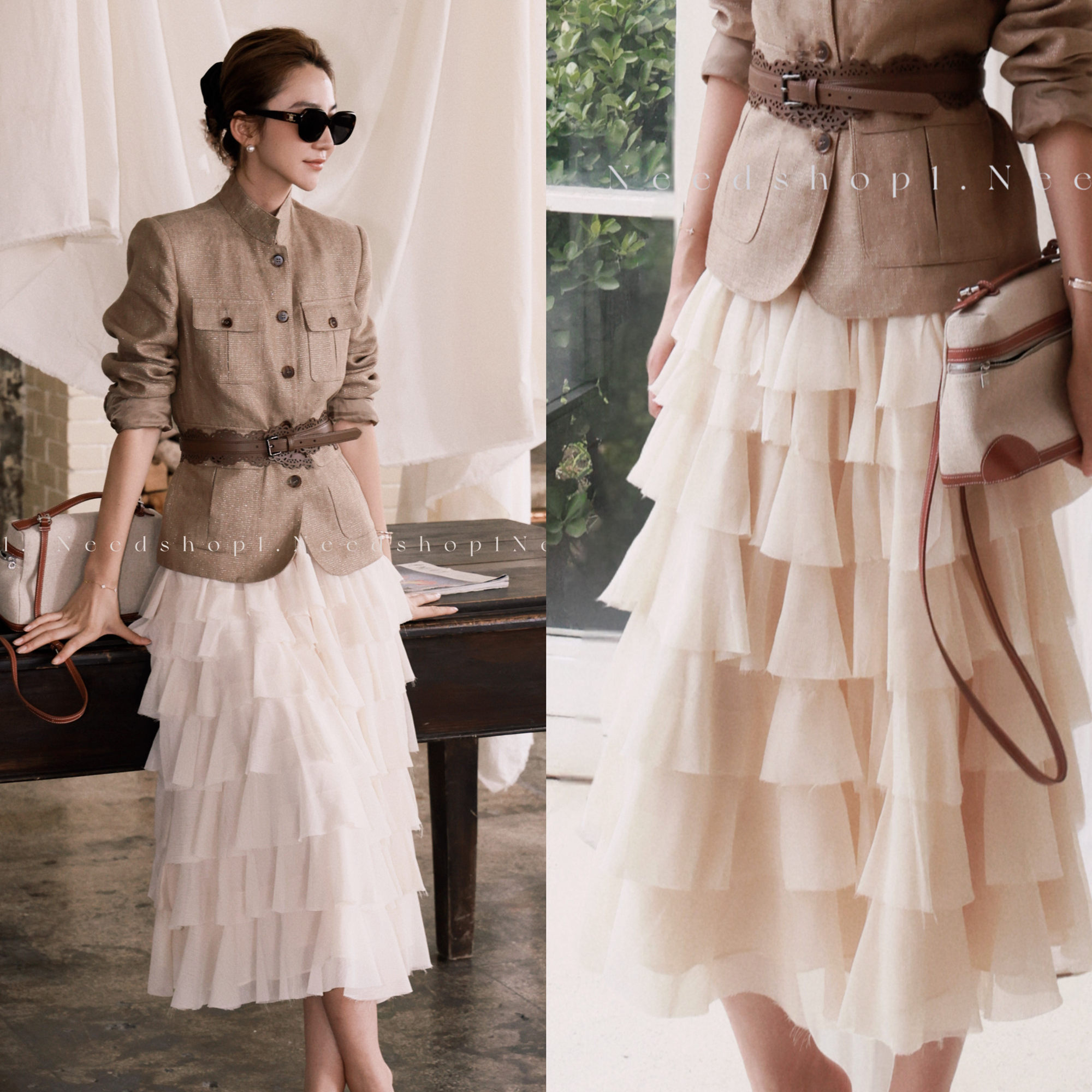 NeedShop1 初秋新款白色温柔风多层减龄初恋蛋糕裙半身裙