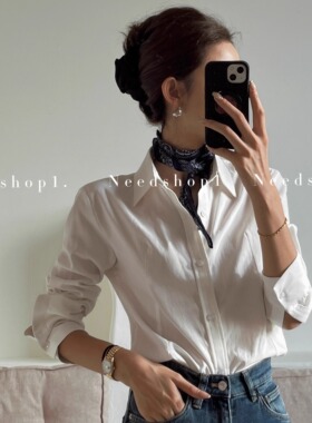 NeedShop1 新款白色高级感通勤风气质百搭衬衫女