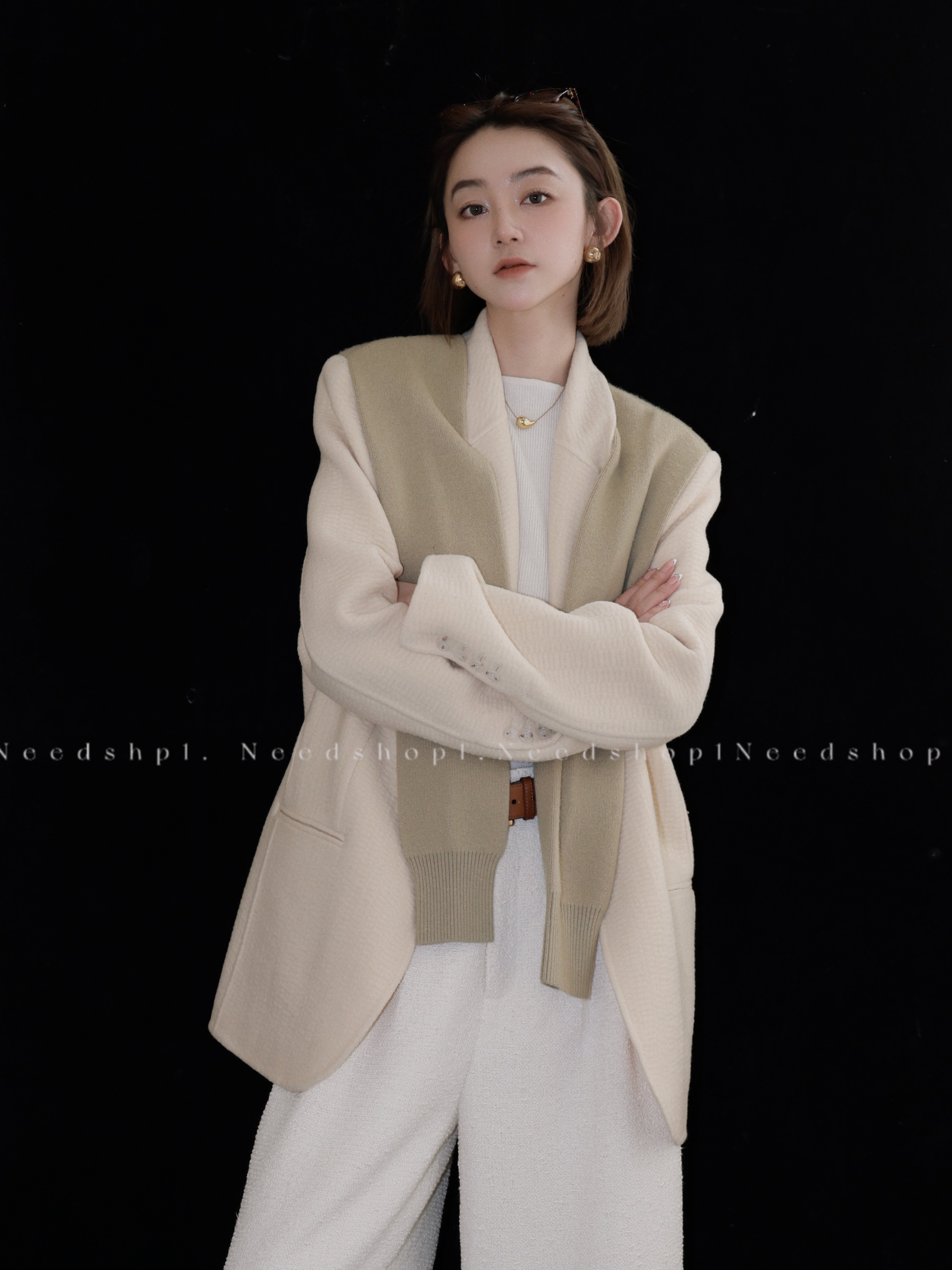 NeedShop1针织拼接假两件西装