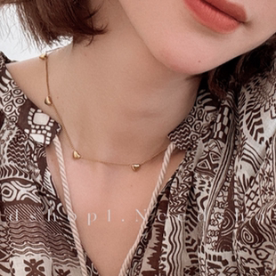 小众心形金色项链锁骨链 电镀18k 钛钢项链 NeedShop1
