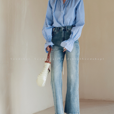 NeedShop1 2025春季新款修身显瘦微喇九分裤牛仔裤女