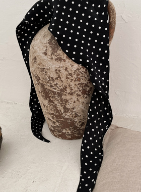 NeedShop1 【黑色桑蚕丝】长款波点丝巾