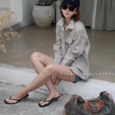 NeedShop1百搭王亚麻条纹衬衫