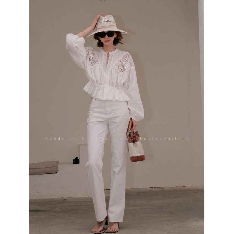 蕾丝收腰短款衬衫女上衣