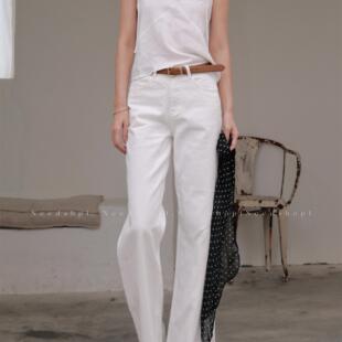 牛仔裤 NeedShop1 白色简约百搭高腰宽松阔腿裤 新款 女 2025春季