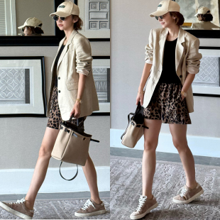 NeedShop1 2025夏季新款正肩双口袋设计感卡其色亚麻西装外套女