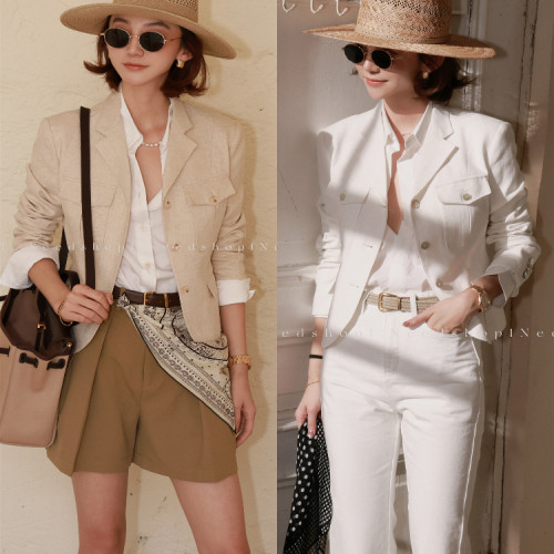 NeedShop1 2025春季新款双色短款收腰气质高级感西装外套女