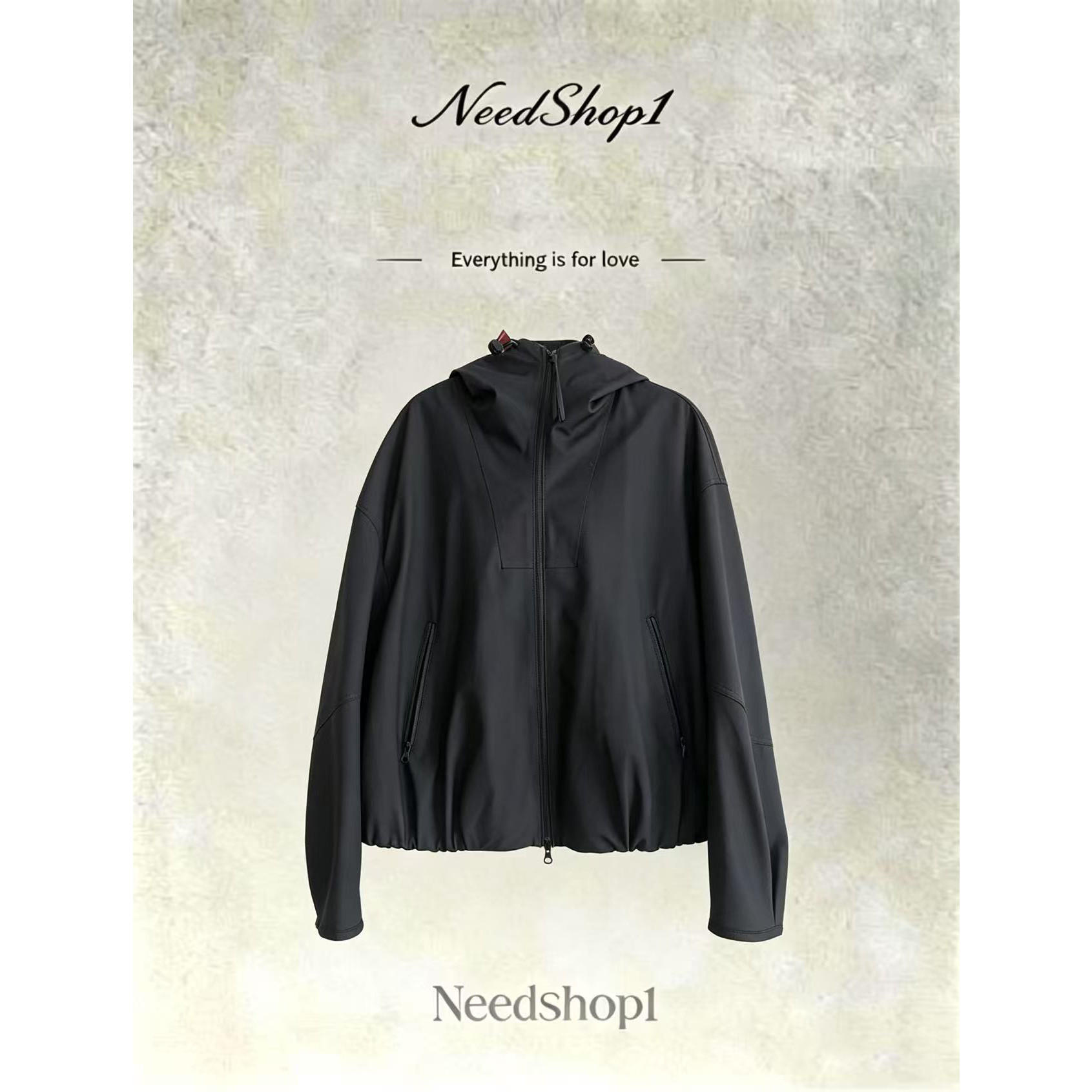 NeedShop1 【纸皮皮衣外套】连帽短款休闲皮衣外套图片
