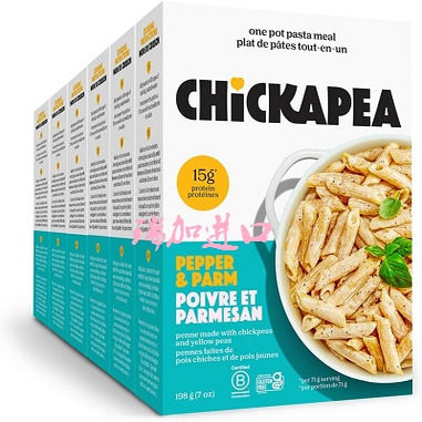包邮加拿大Chickapea有-机鹰嘴豆黄豆粉奶酪黑胡椒通心意面227g*6