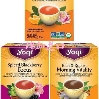 包邮加拿大YOGI Energy能量红茶混合套装早晨黑莓甜橙3种口味48包
