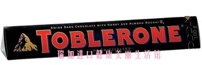 包邮！加拿大Toblerone瑞士金三角 蜂蜜杏仁牛轧黑巧克力条100g