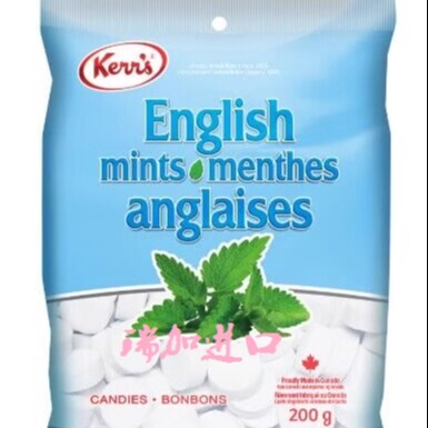 包邮加拿大Kerr's英国薄荷糖200g*2包多种口味可搭配不含高果糖