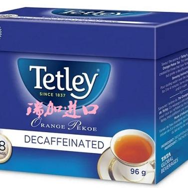 新品包邮加拿大TETLEY泰勒PEKOE香橙白毫48茶包96克/盒不含咖啡因