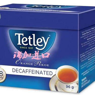 新品包邮加拿大TETLEY泰勒PEKOE香橙白毫48茶包96克/盒不含咖啡因