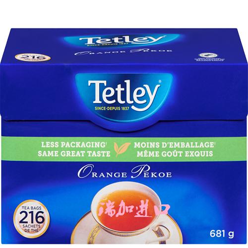 新品包邮加拿大TETLEY泰勒PEKOE香橙白毫216茶包681克/盒上等红茶