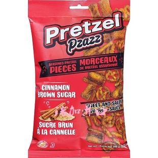新品包邮加拿大Pretzel Pzazz椒盐蝴蝶脆饼干肉桂红糖味200克*2包