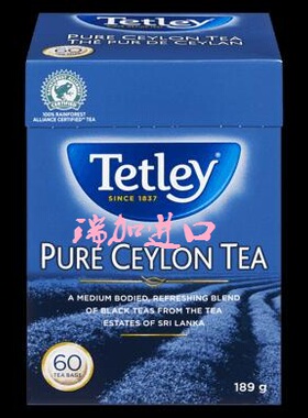 新品包邮加拿大TETLEY泰勒CEYLON锡兰茶60茶包189克搭配多买便宜