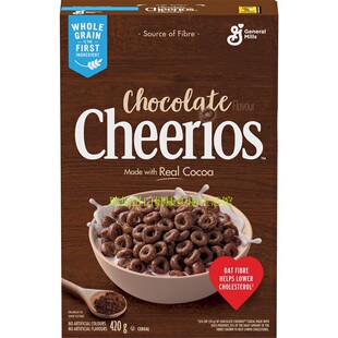 包邮加拿大GM Cheerios通用磨坊巧克力味脆麦圈420克麦片多种口味