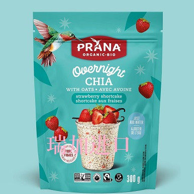 加拿大Prana Strawberry chia有-机草莓饼干隔夜奇亚籽燕麦300G*2