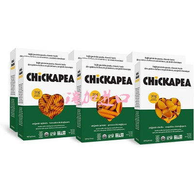 包邮加拿大Chickapea有-机鹰嘴豆黄豆粉意面227g*6盒螺旋通心贝壳