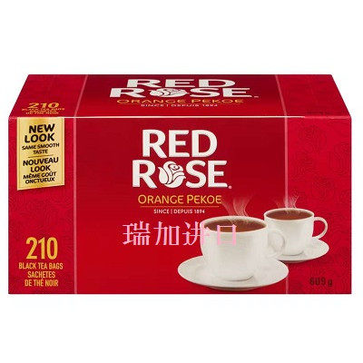 特价包邮加拿大RED ROSE 红玫瑰橙白毫210包高级红茶/黑茶609g/盒