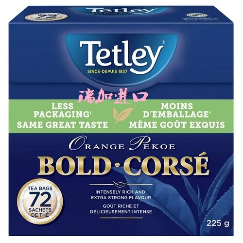 包邮加拿大TETLEY泰勒特浓香橙白毫红茶/橘茶72茶包225克/盒多种