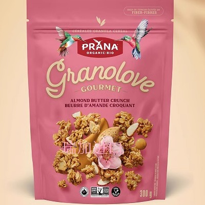 包邮加拿大Prana普拉那格兰诺拉有-机杏仁黄油脆麦片300g非转基因
