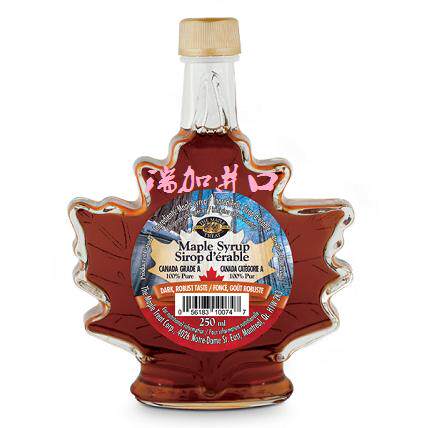 包邮加拿大THE MAPLE TREAT枫叶枫树纯枫糖浆DARK浓郁250ML玻璃瓶