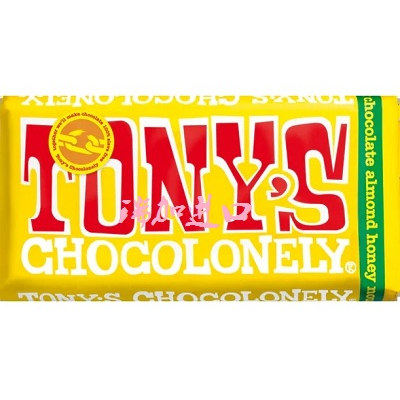 包邮加拿大Tony's Chocolonely牛奶巧克力蜂蜜杏仁牛轧糖180G*2板