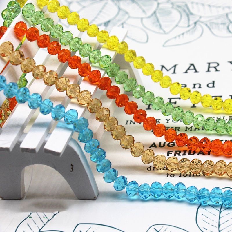 水晶玻璃扁圆珠DIY串珠配件