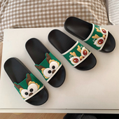 软底情侣拖鞋 户外防滑趣味国潮大眼龙一字凉拖鞋 国风舞狮男女夏季