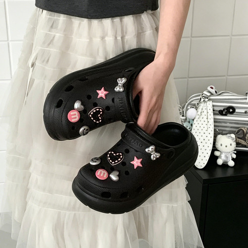 细细条多巴胺y2k少女爱心洞洞鞋