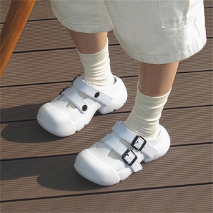 夏季防滑2025新款运动风增高潮酷拖鞋软厚底户外女士时尚老爹凉鞋