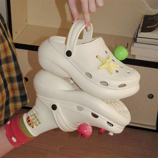 多巴胺女新款韩系DIY红绿苹果凉拖鞋学生少女心夏个性舒适洞洞鞋